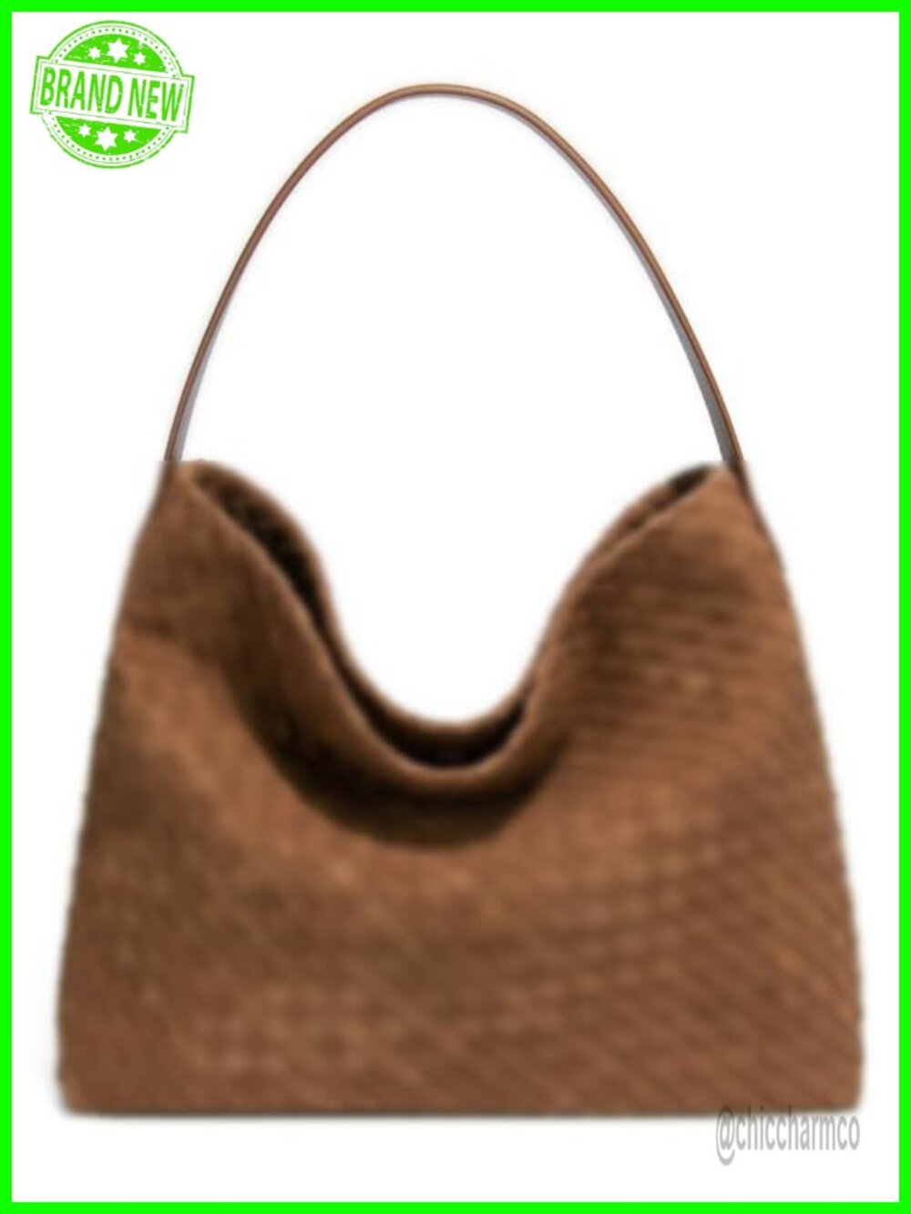 Woven Faux Suede Hobo Shoulder Bag Tote Satchel with Detachable Strap